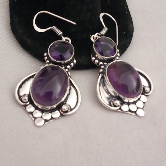Cute natural amethyst dangle Earings 🤗 - Picture 5 of 5
